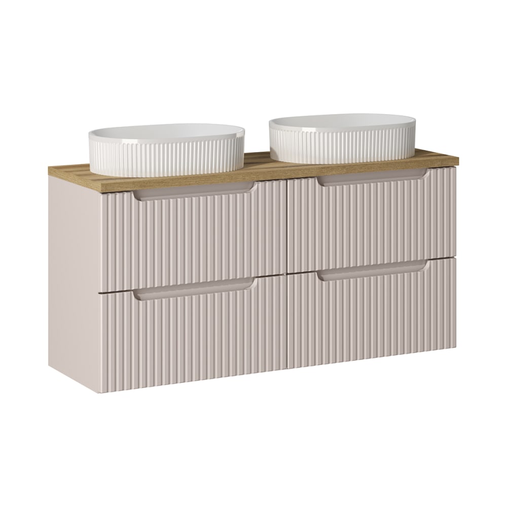 Meuble double vasque 4 tiroirs stratifiés beige