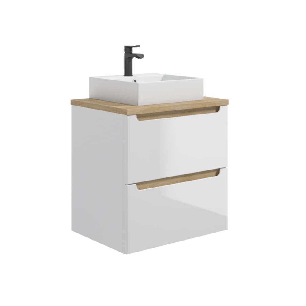 Meuble vasque 2 tiroirs stratifiés blanc