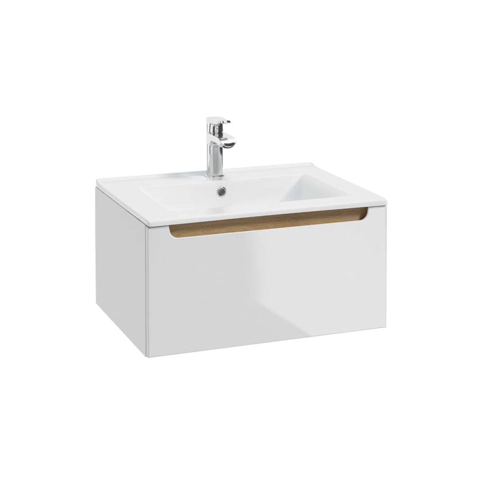 Petits meubles Meuble simple vasque encastrée 60cm panneaux mdf et mélaminé blanc Blanc Panneau De Particules - 60x32x46cm