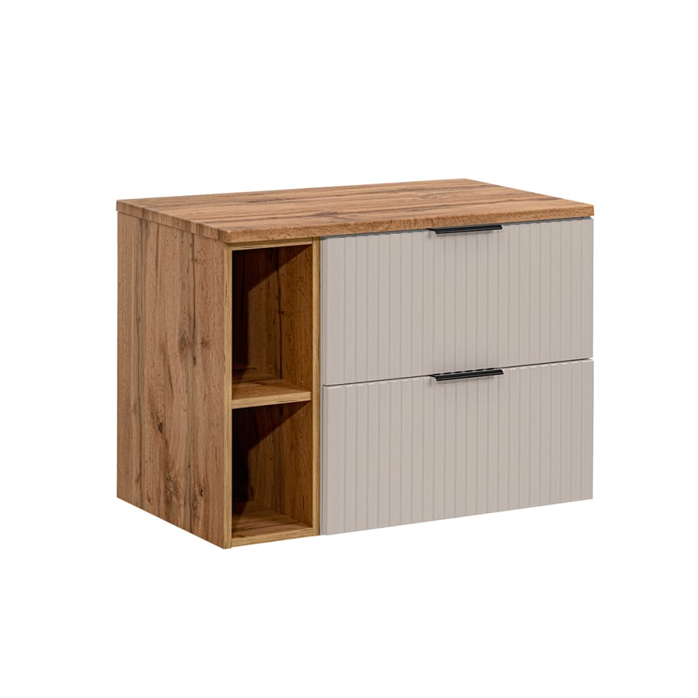 Meuble sous-vasque 80cm 2 niches panneaux mélaminé et mdf beige
