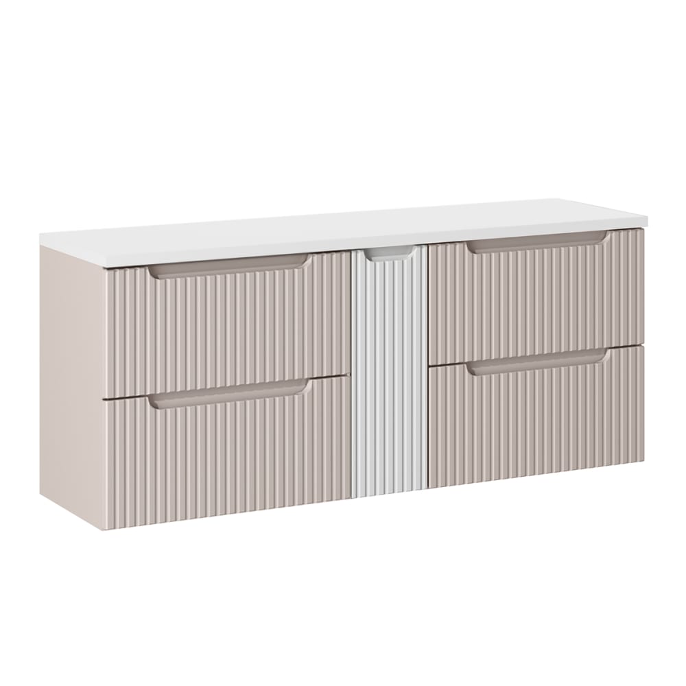 Meuble sous-vasque 4 tiroirs stratifiés beige