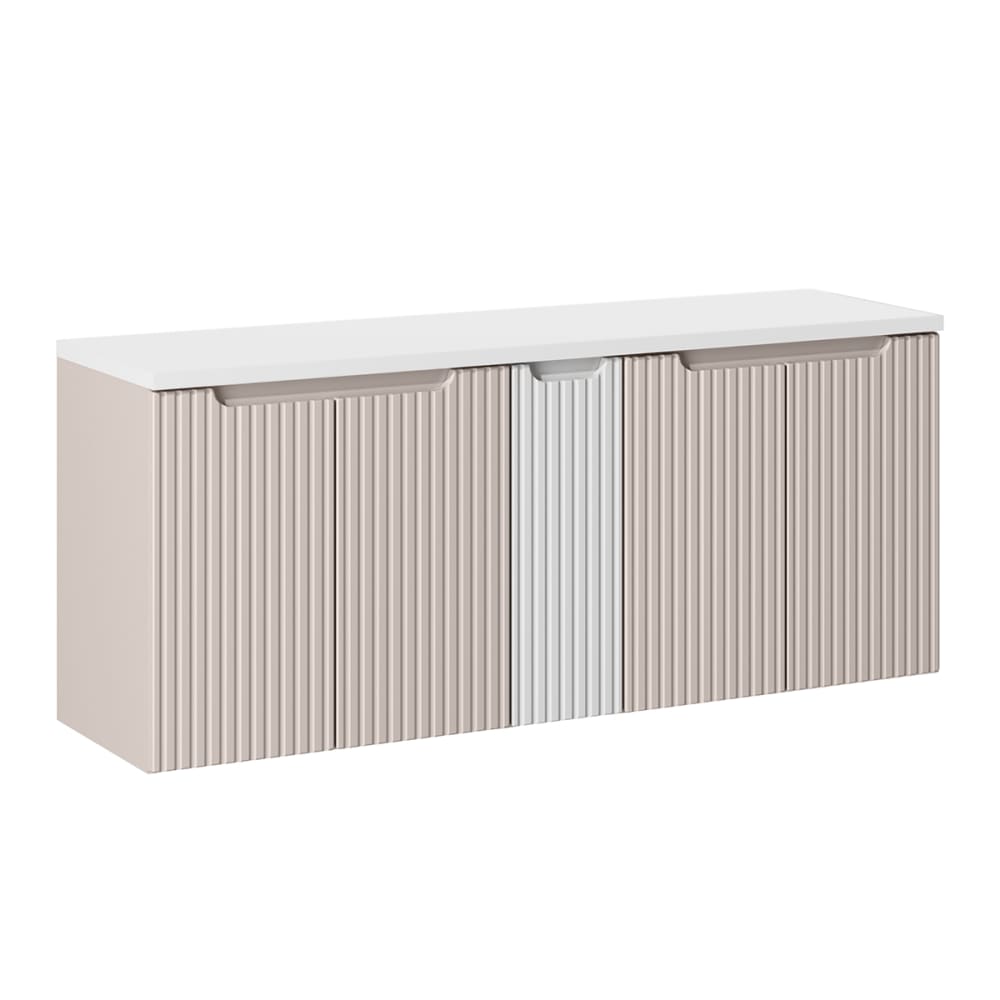 Petits meubles Waschtisch 140cm 5 Türen Waschtisch Melamin Kaschmir Beige Spanplatte