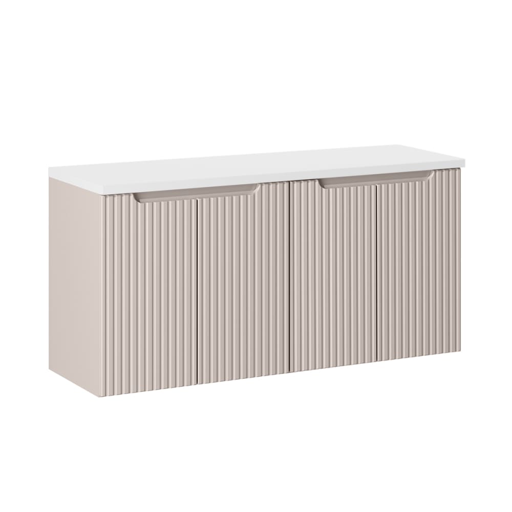 Petits meubles Waschbeckenunterschrank 120cm 4 Türen Melamin Kaschmir Beige Spanplatte