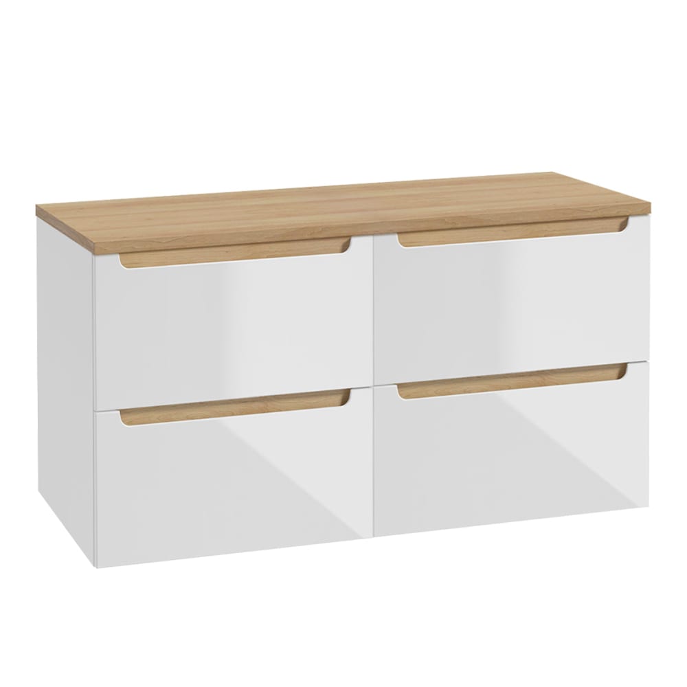 Petits meubles Waschbeckenunterschrank 120cm MDF Weiß Weiß Spanplatte