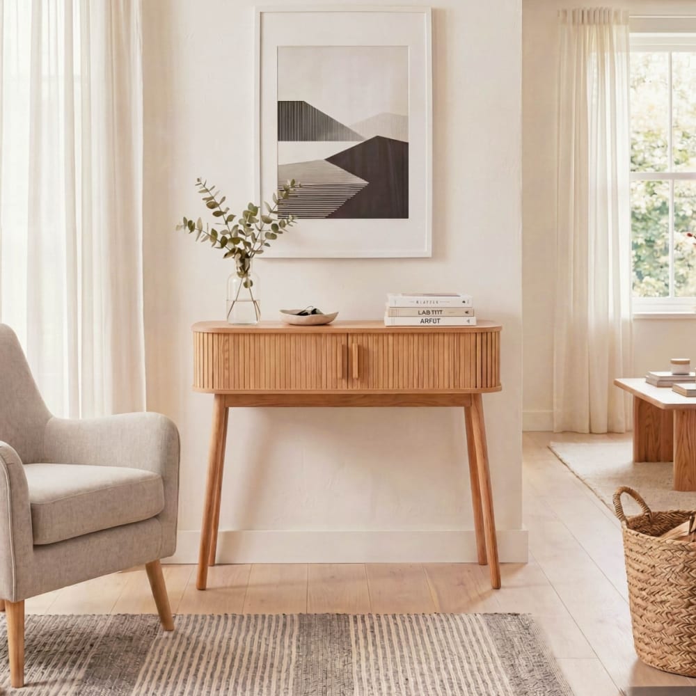 Console 2 portes coulissantes l100 cm - bois clair - Maisons du Monde