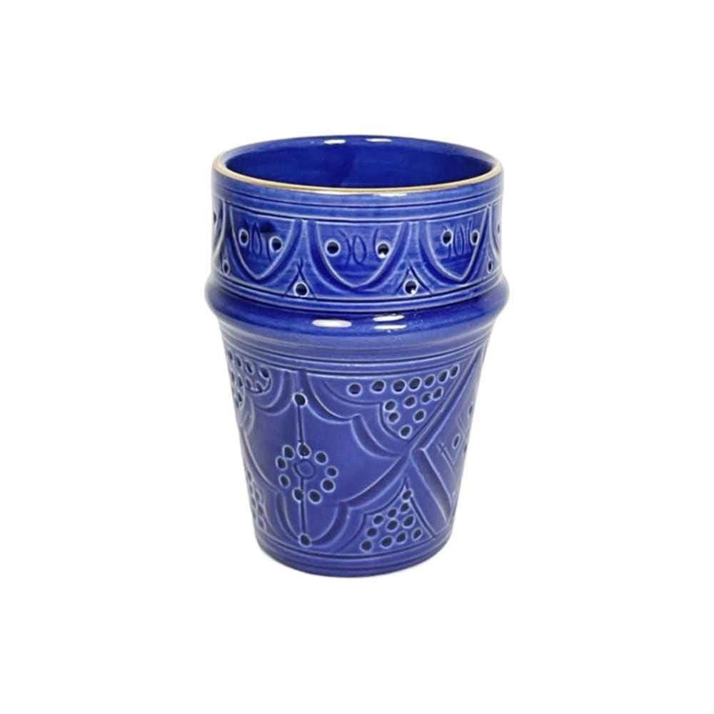 Grande tasse à café bleu doré