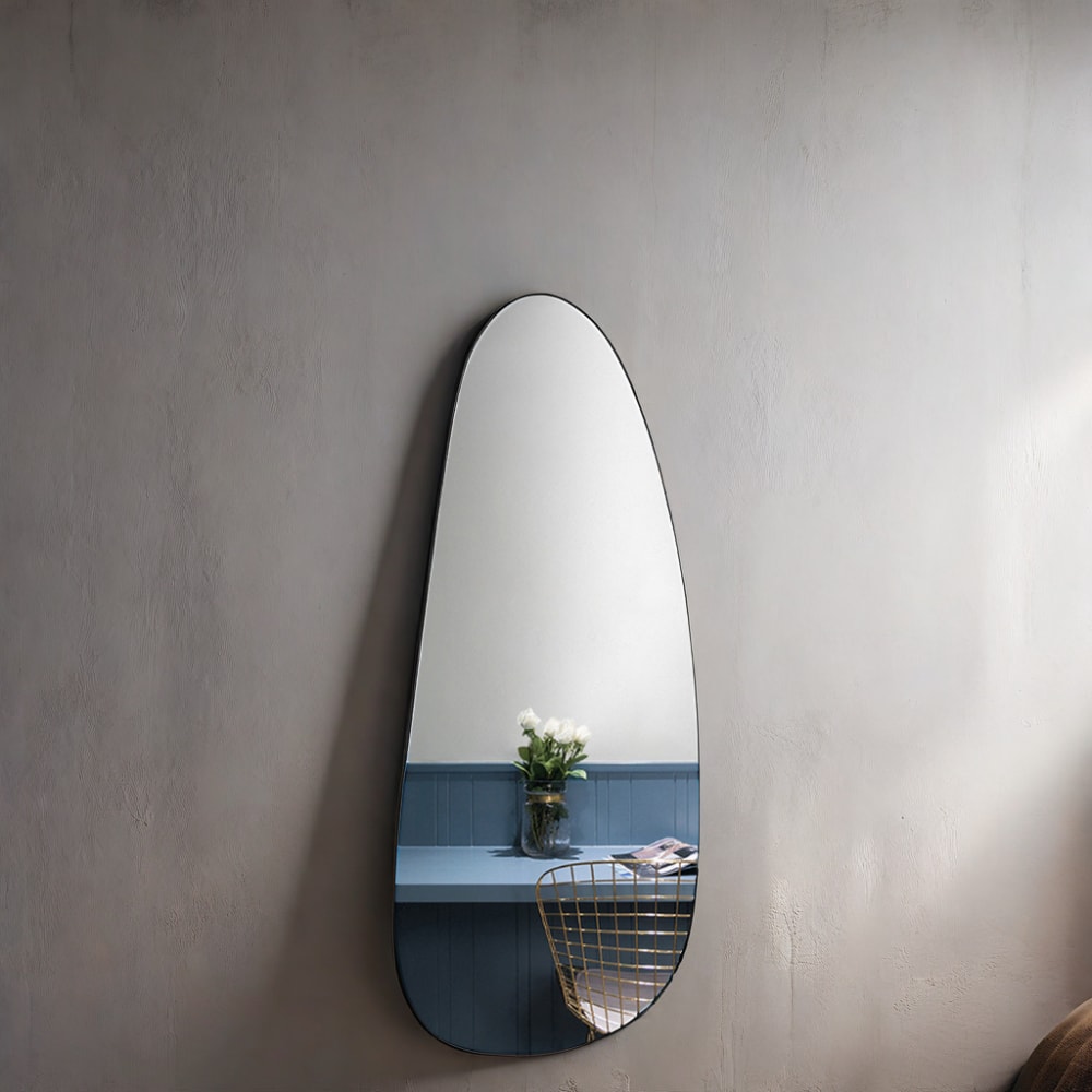 Organic Spiegel aus Metall, 120x50 cm, Schwarz - Maisons Du Monde