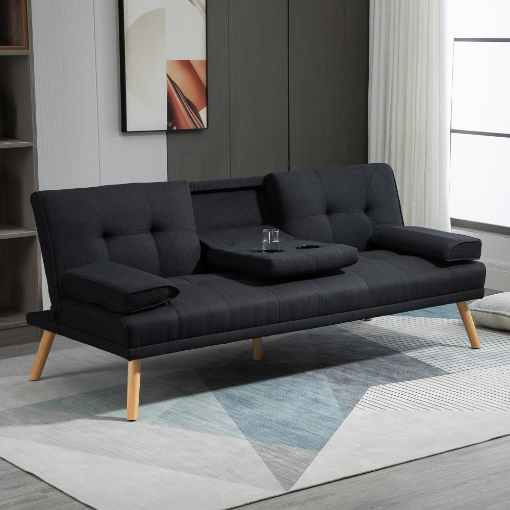 Canapé convertible 3 places scandinave inclinable modulable anthracite