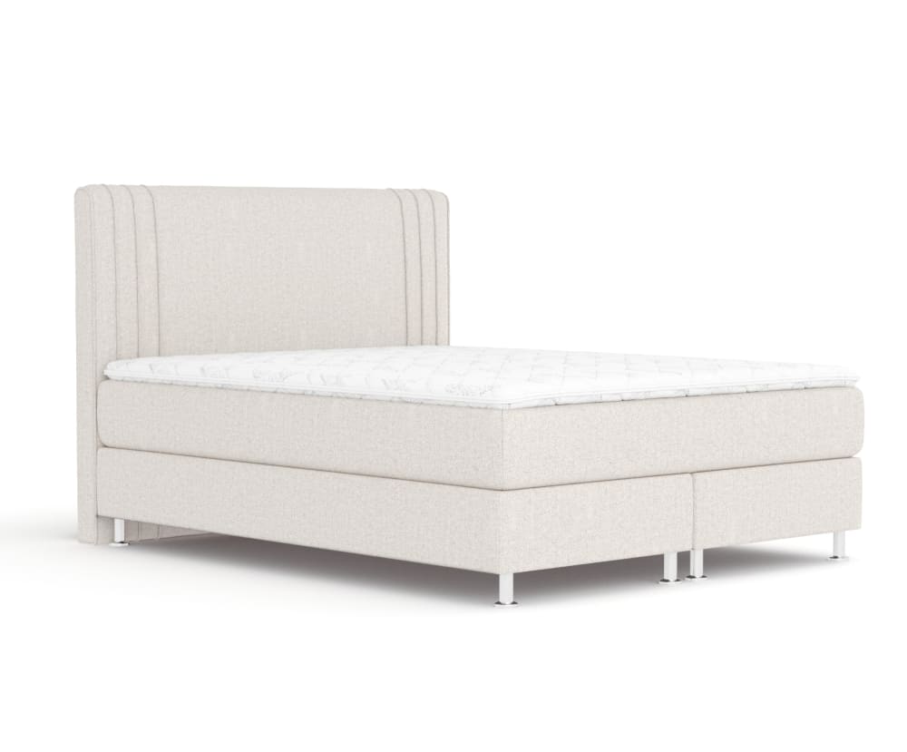 Maison de Reve Boxspringbett mit Taschenmatratze aus Chenille-Stoff, 200x200 cm style modern Beige Stoff