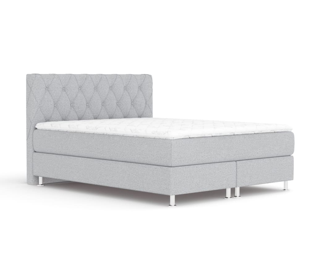 Maison de Reve Boxspringbett mit Taschenmatratze aus Chenille-Stoff, 160x200 cm style modern Grau Stoff