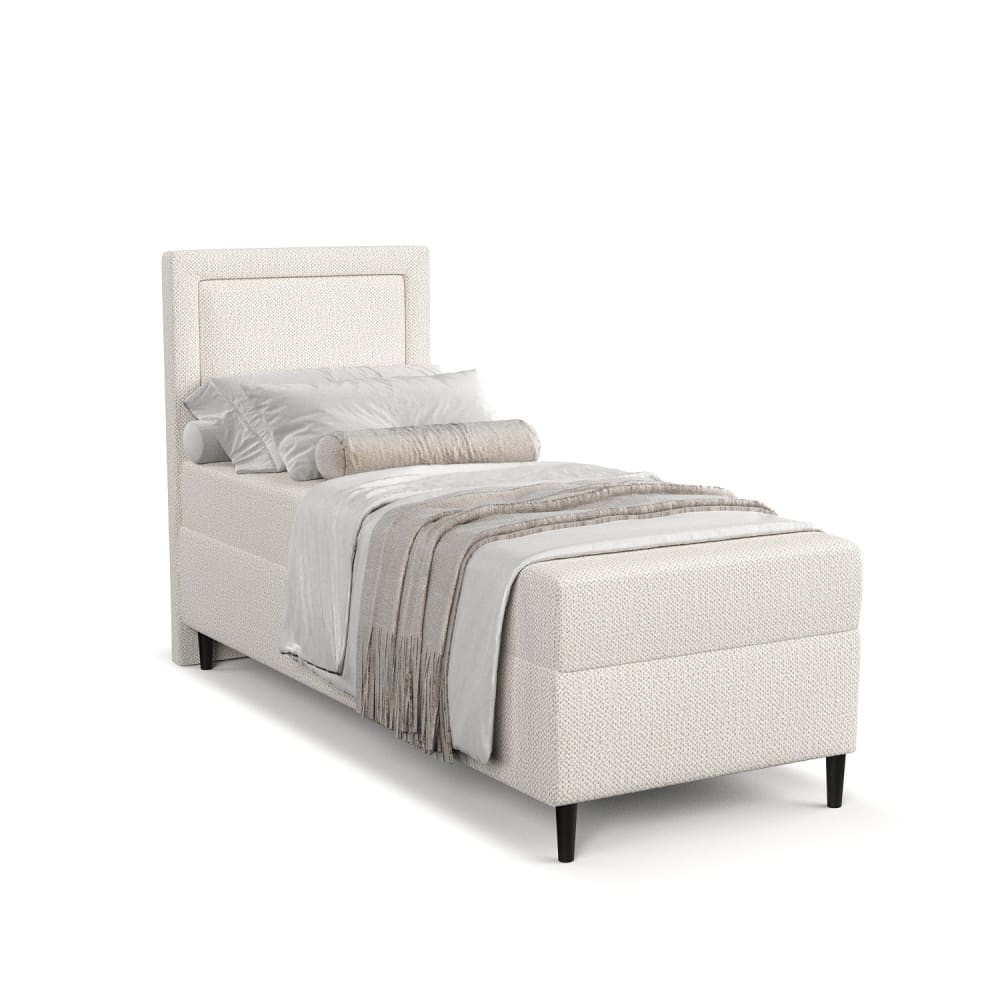 Maison de Reve Boxspringbett mit Taschenmatratze aus Chenille-Stoff, 90x200 cm style modern Beige Stoff