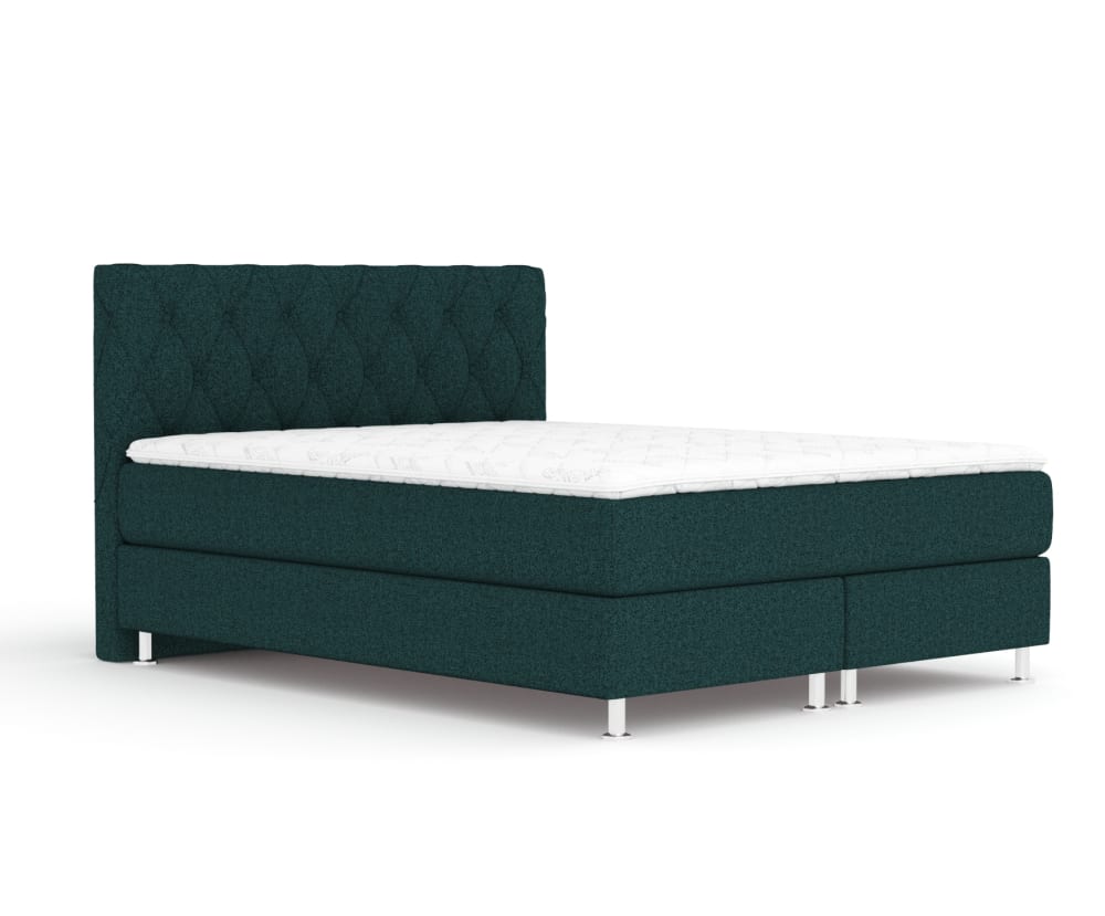 Maison de Reve Boxspringbett mit Taschenmatratze aus Chenille-Stoff, 200x200 cm style modern Grün Stoff