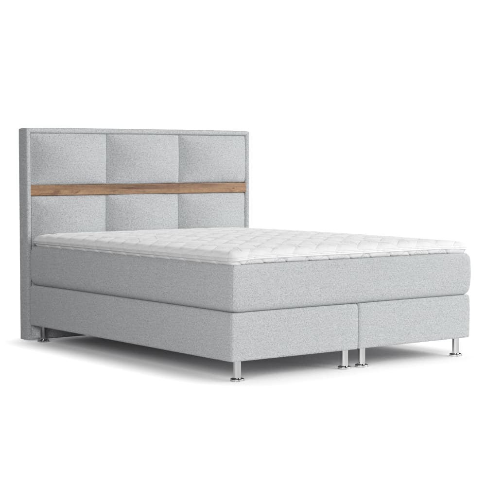 Maison de Reve Boxspringbett mit Taschenmatratze aus Chenille-Stoff, 180x200 cm style modern Grau Stoff