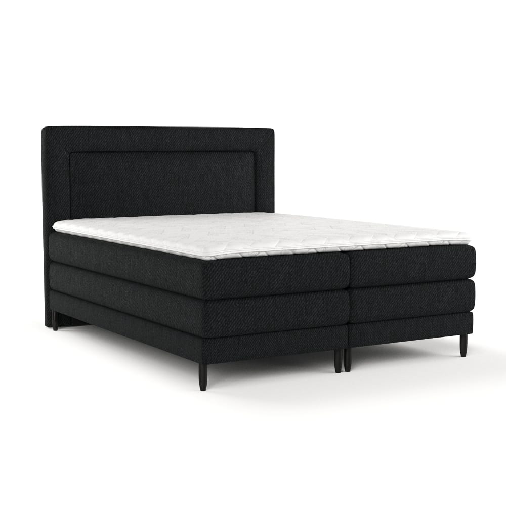 Maison de Reve Boxspringbett mit Taschenmatratze aus Webstoff, 140x200 cm style modern Schwarz