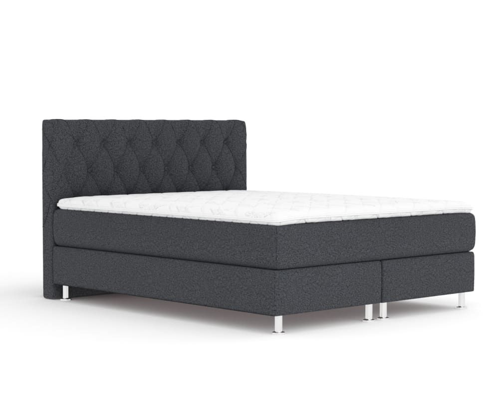 Maison de Reve Boxspringbett mit Taschenmatratze aus Chenille-Stoff, 160x200 cm style modern Schwarz Stoff