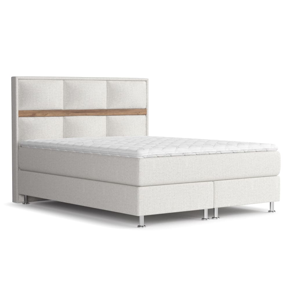 Maison de Reve Boxspringbett mit Taschenmatratze aus Chenille-Stoff, 160x200 cm style modern Beige Stoff