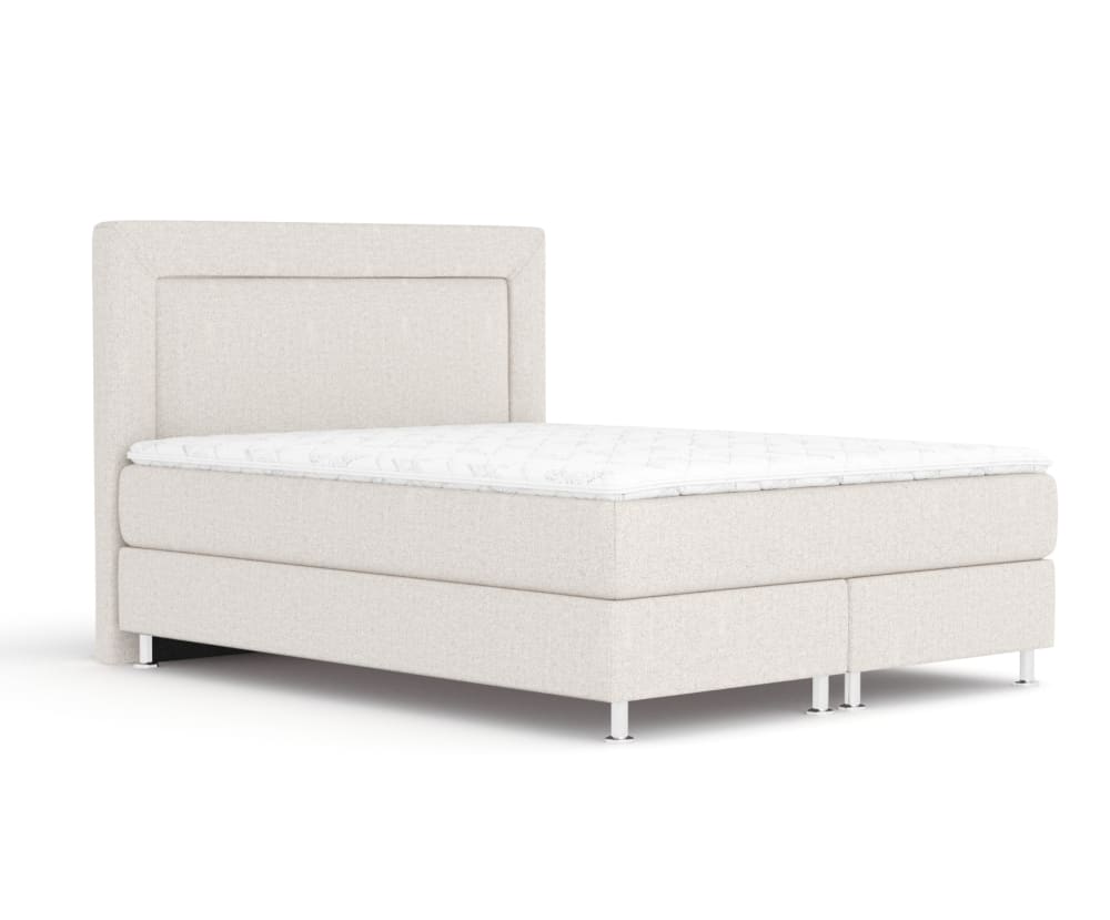 Maison de Reve Boxspringbett mit Taschenmatratze aus Chenille-Stoff, 140x200 cm style modern Beige Stoff