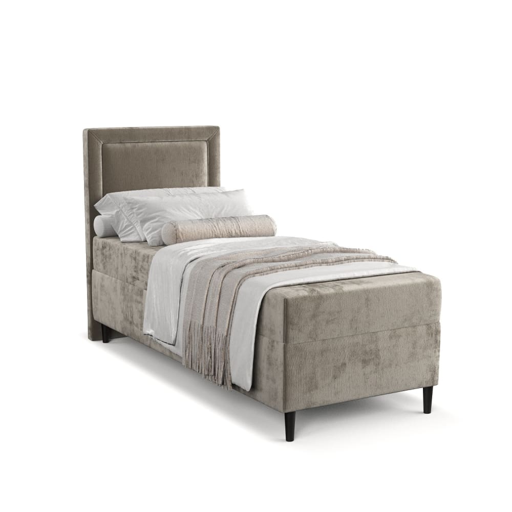Maison de Reve Boxspringbett mit Bonellmatratze aus Chenille-Stoff, 100x200 cm style modern Beige Stoff