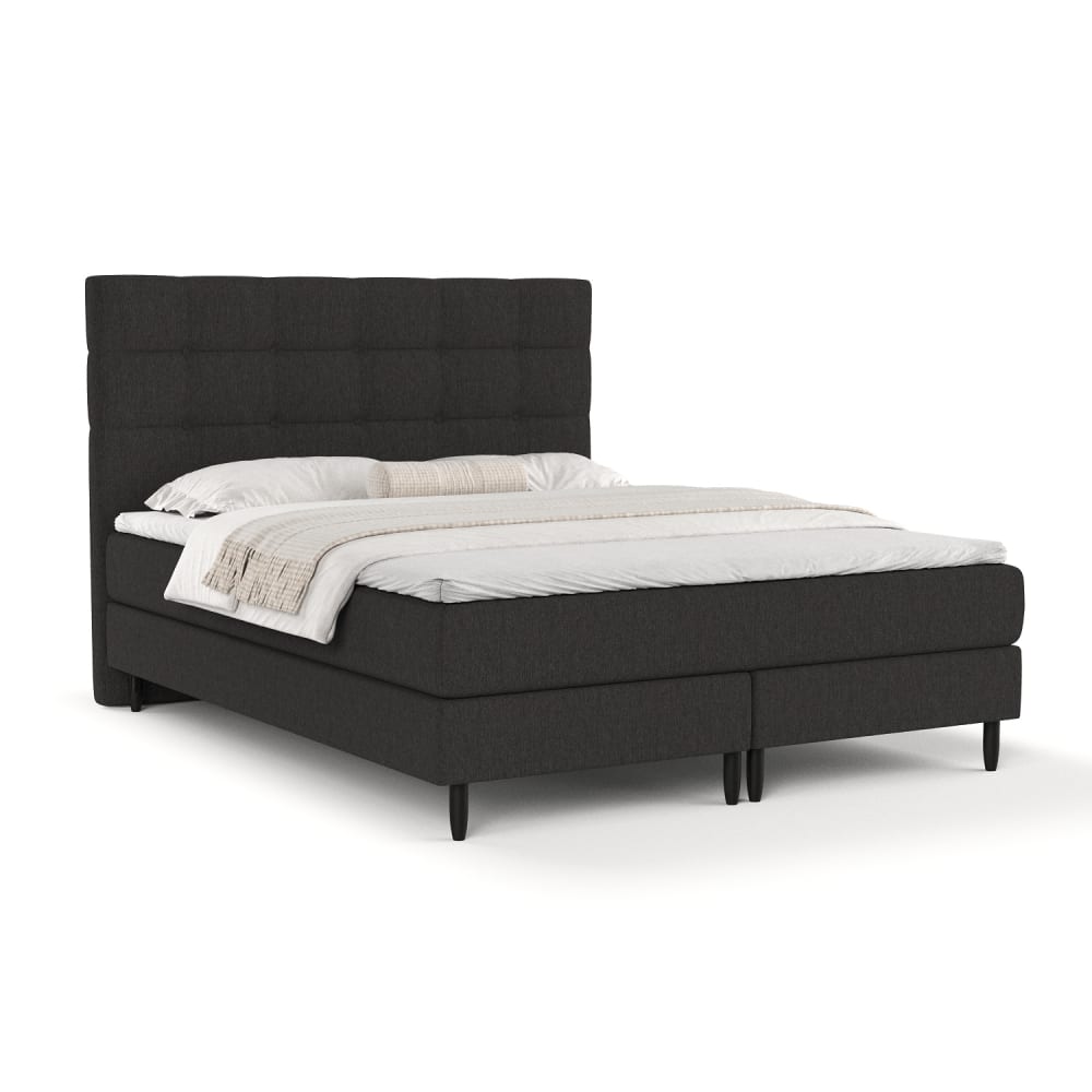Maison de Reve Boxspringbett mit Bonellmatratze aus Webstoff, 200x200 cm style modern Schwarz