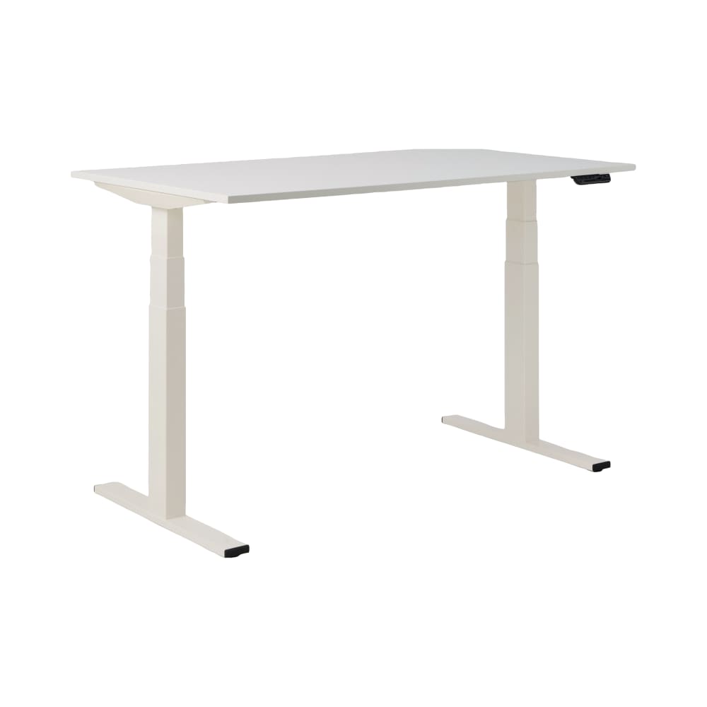Bureau électrique assis-debout en métal et en bois blanc 140 x 80 cm