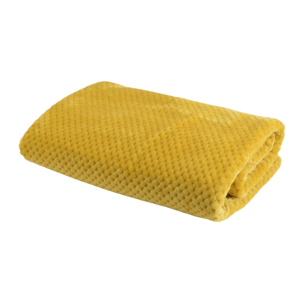 Plaid damier moutarde 130x170 cm jaune en polyester Plaid damier moutarde 130x170 cm jaune en polyester