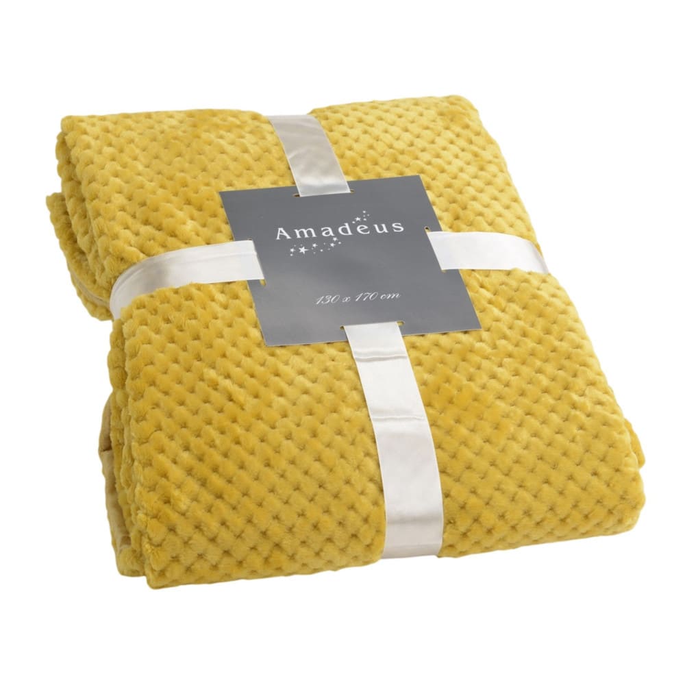 Plaid damier moutarde 130x170 cm jaune en polyester - Maisons du Monde