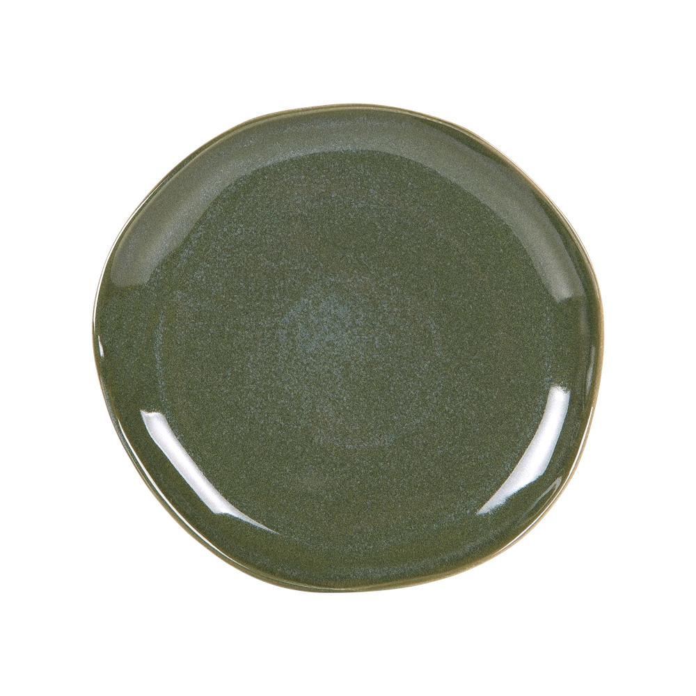 Lot de 6 assiettes à dessert vertes en grès 21 cm