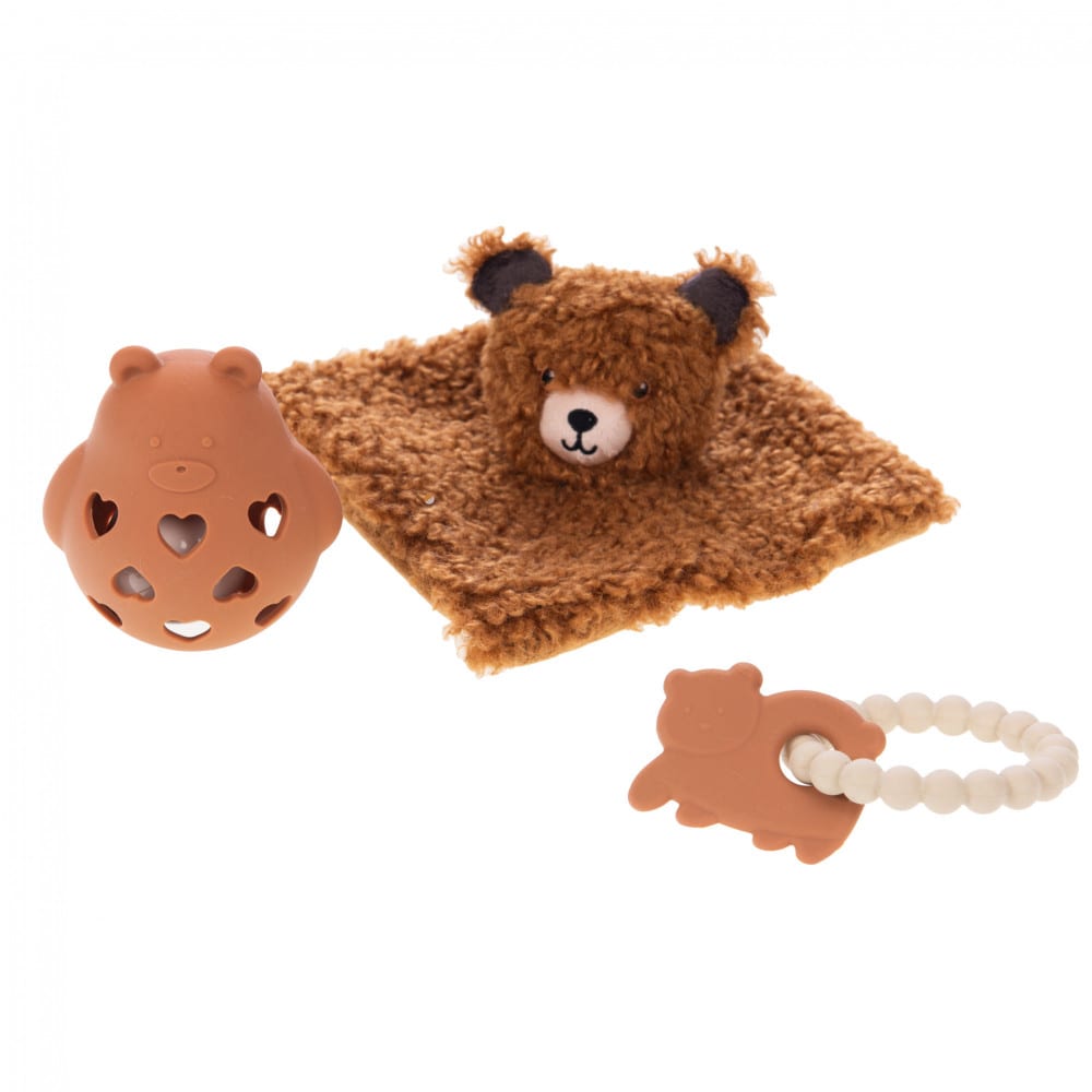 Coffret éveil ourson 3 pièces marron en silicone (Amadeus) - Image 2