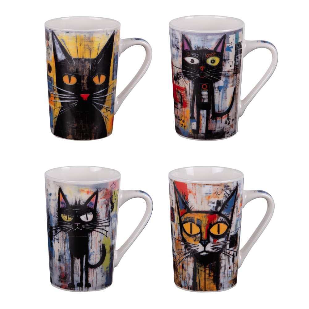 Coffret de 4 mugs   35 cl multicolore en porcelaine