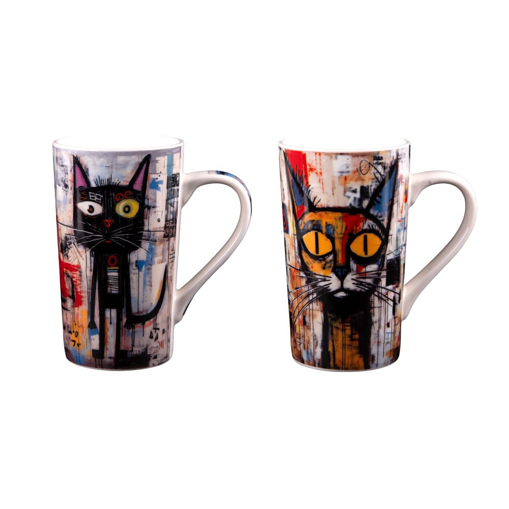 Coffret de 2 mugs   50 cl blancs en porcelaine