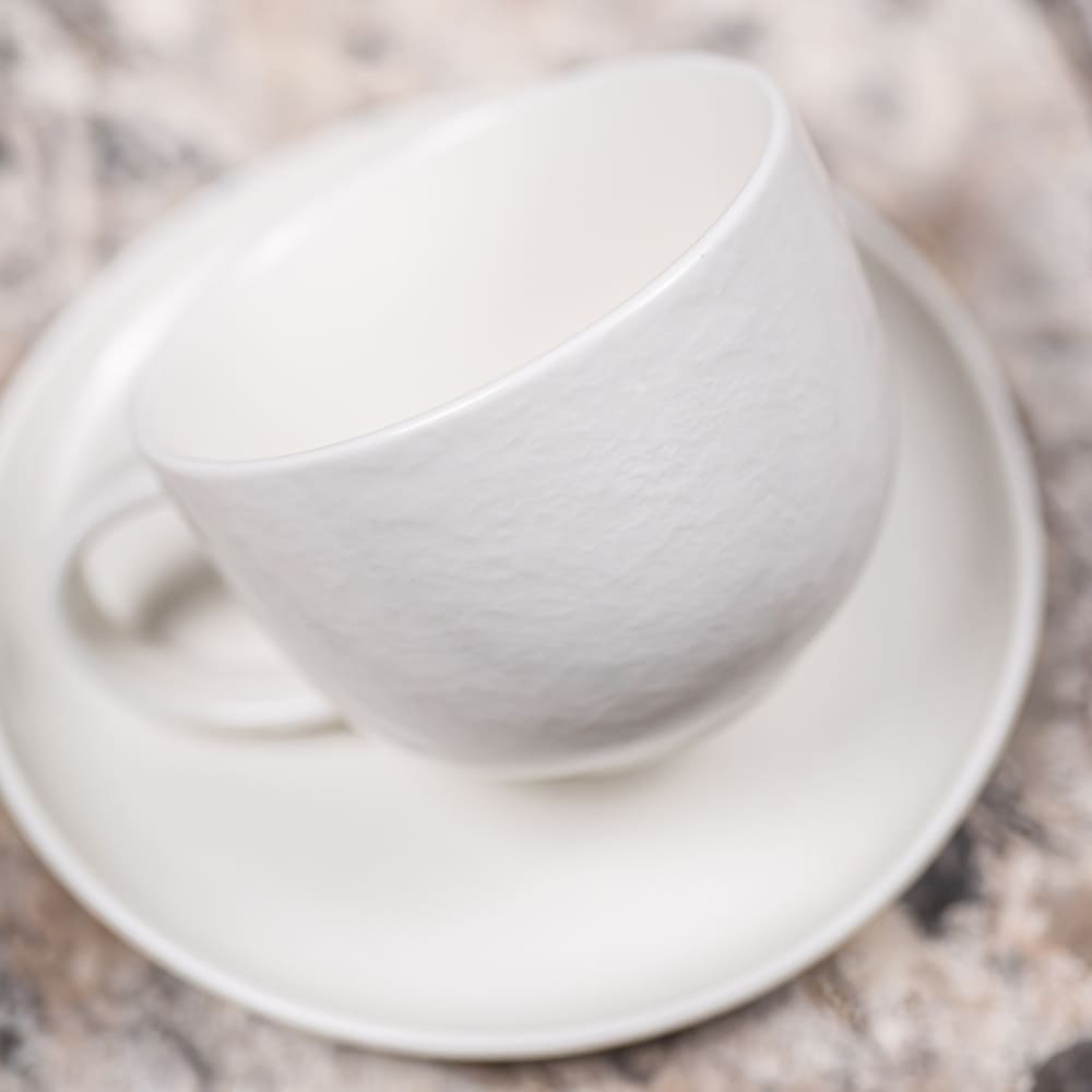 De 6 tasse et sous-tasse à thé 22 cl (lot blanc en porcelaine - Maisons du Monde
