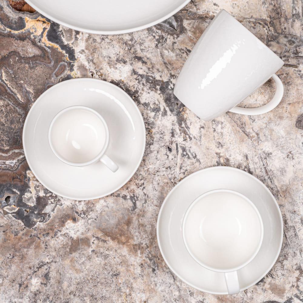 Lot de 6 tasses et sous-tasses à café 9 cl blanches en porcelaine - Maisons du Monde
