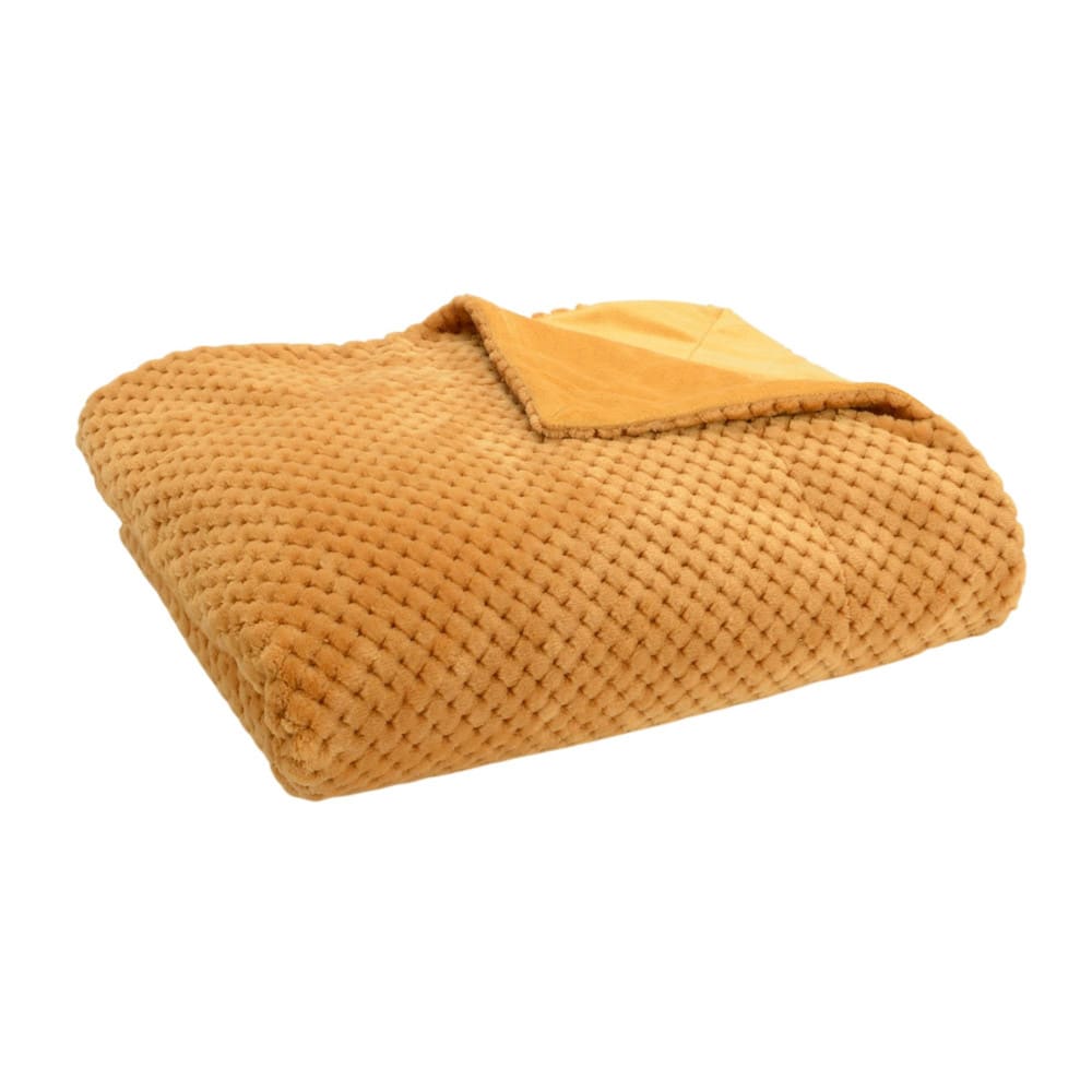 Amadeus Plaid damier camel 130x170 cm jaune en polyester Marron Pes - Polyester