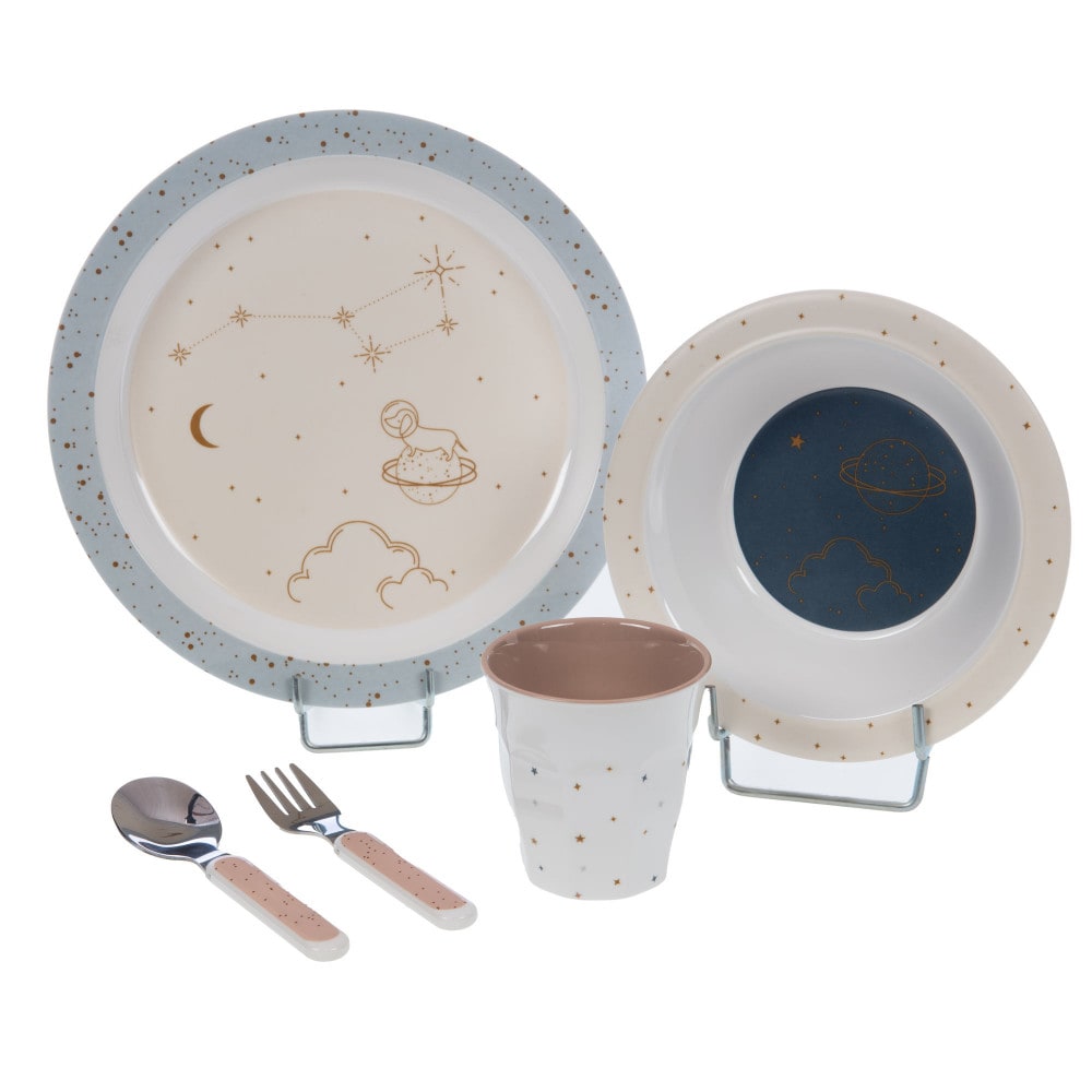 Coffret  5 pièces  bleu en mélaminé
