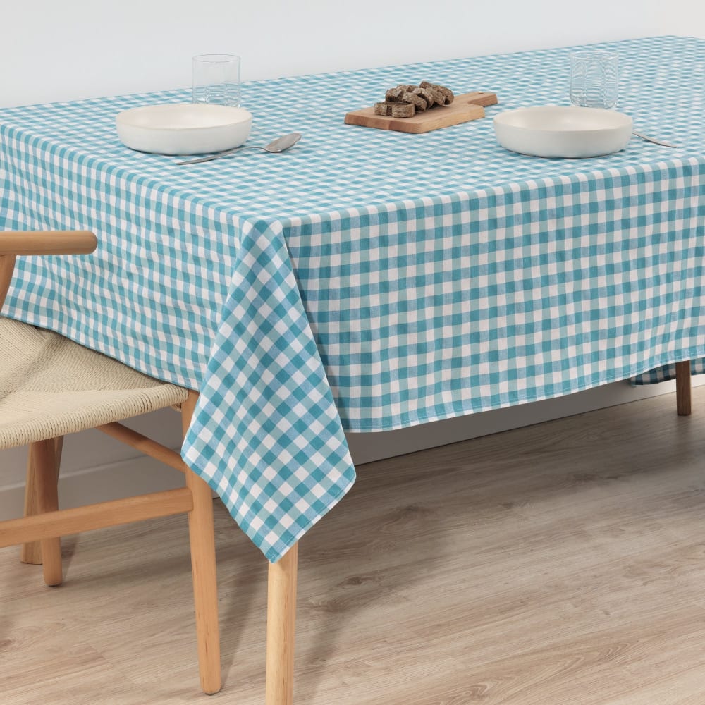 Wasserdichte Fleckschutz Tischdecke mit Karomuster Hellblau