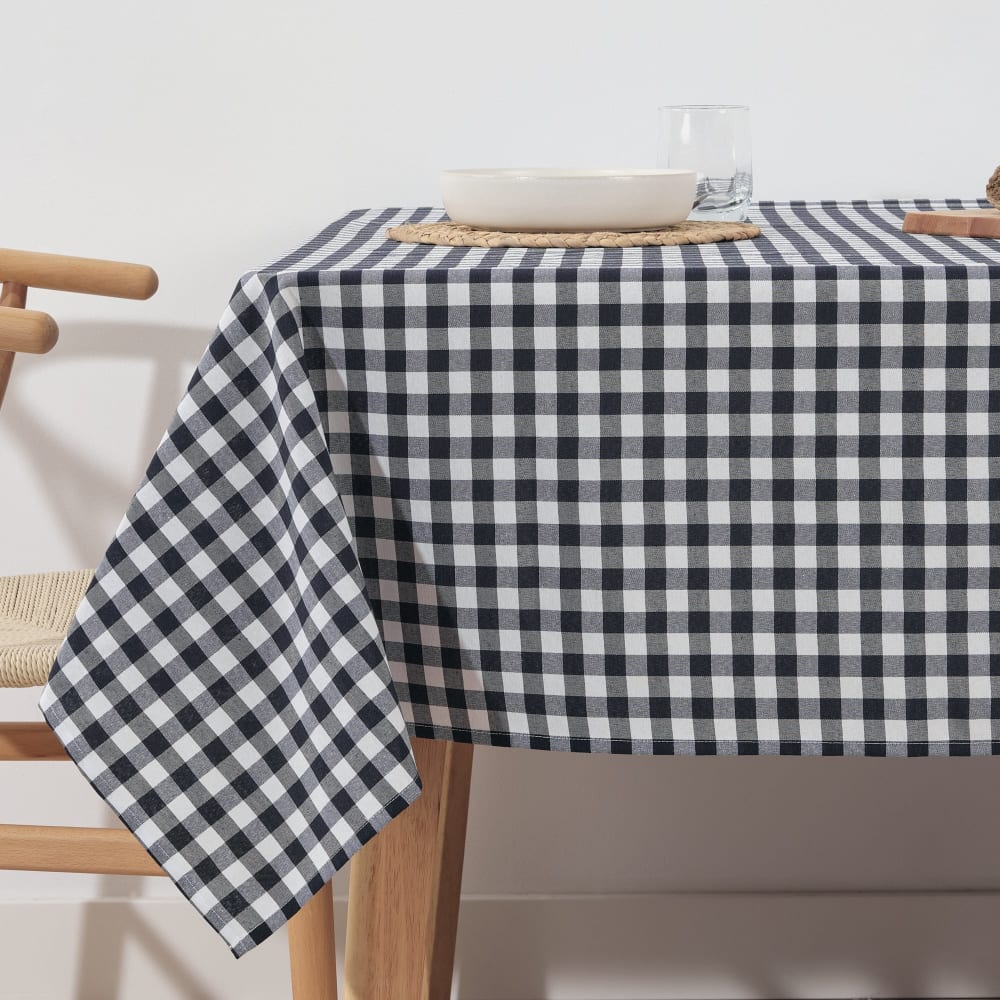Nappe à carreaux imperméable et anti-taches bleu marine 350x140 cm