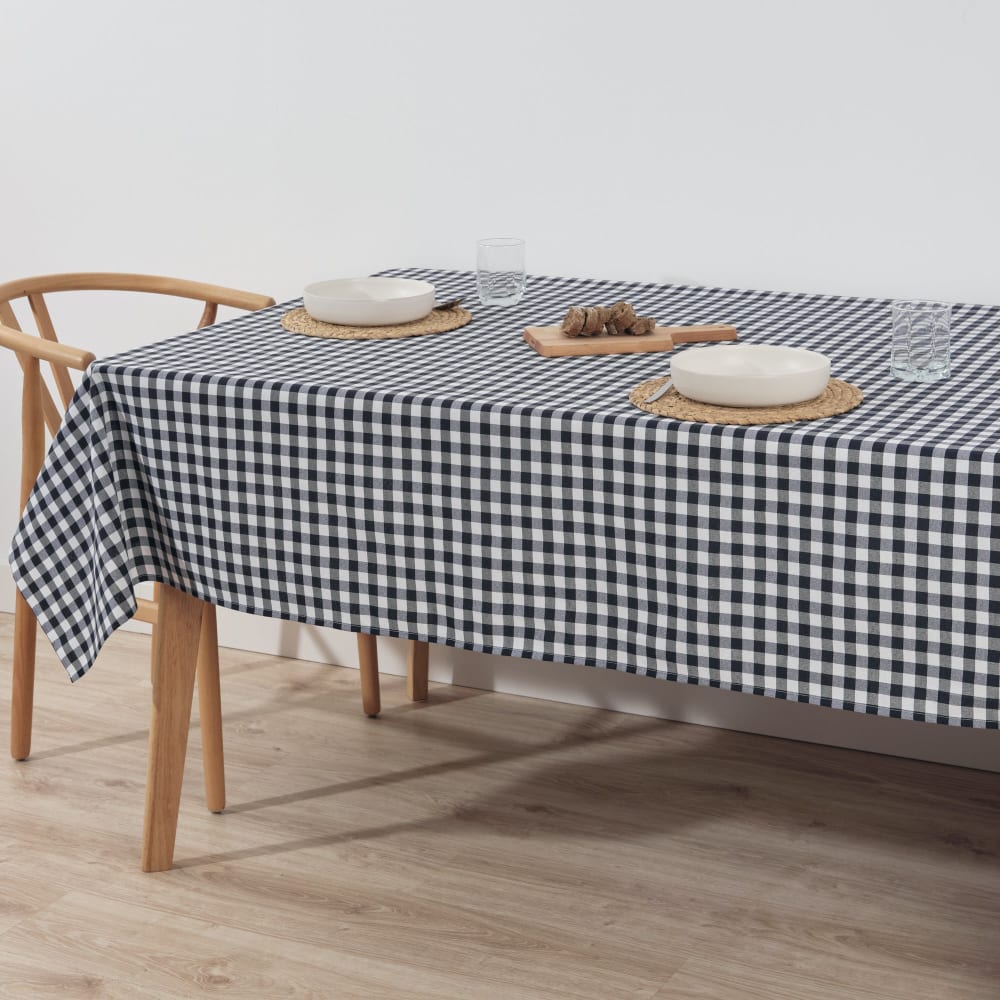 Wasserdichte Fleckschutz Tischdecke mit Karomuster Marineblau