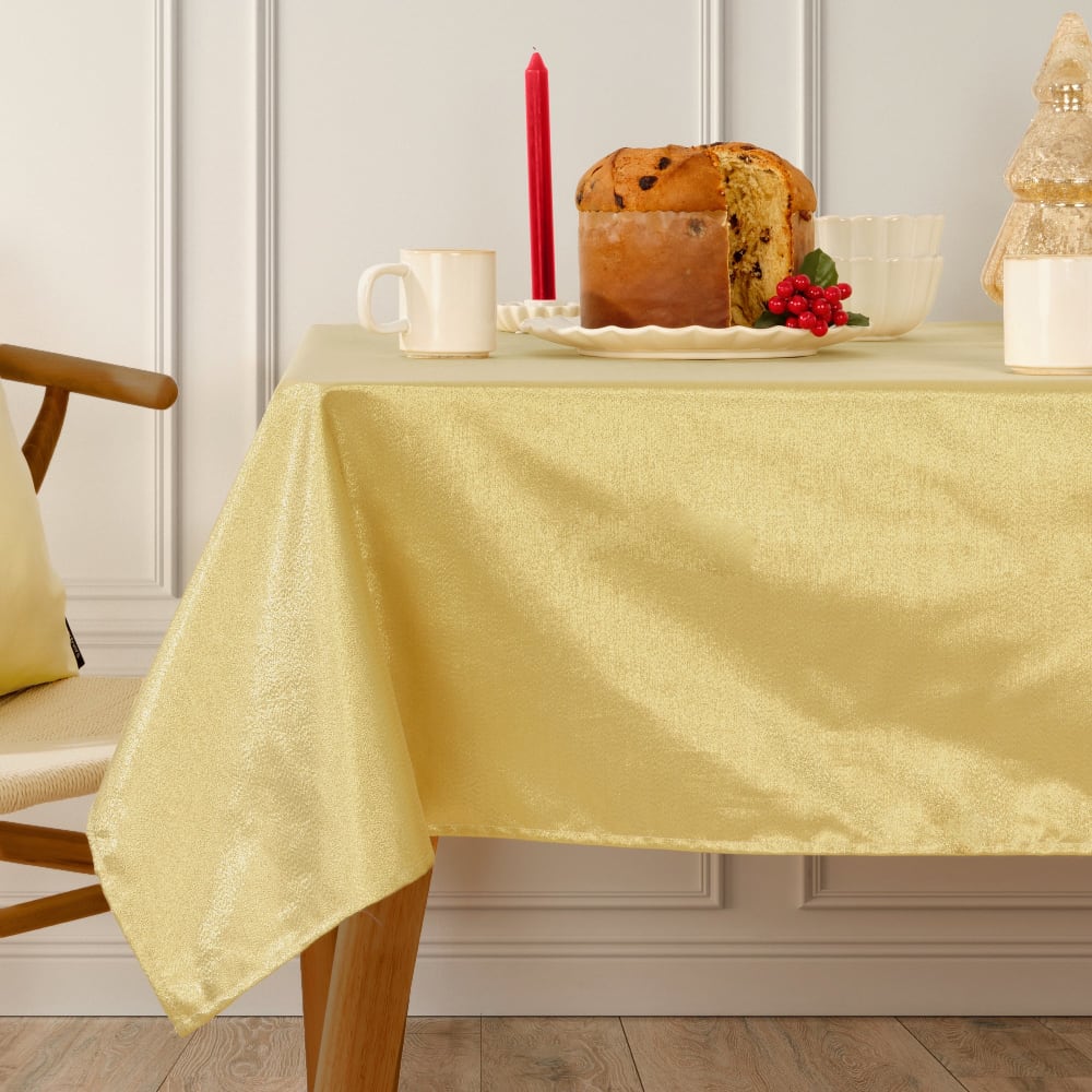 Nappe de Noël jacquard noël doré 155x155 cm