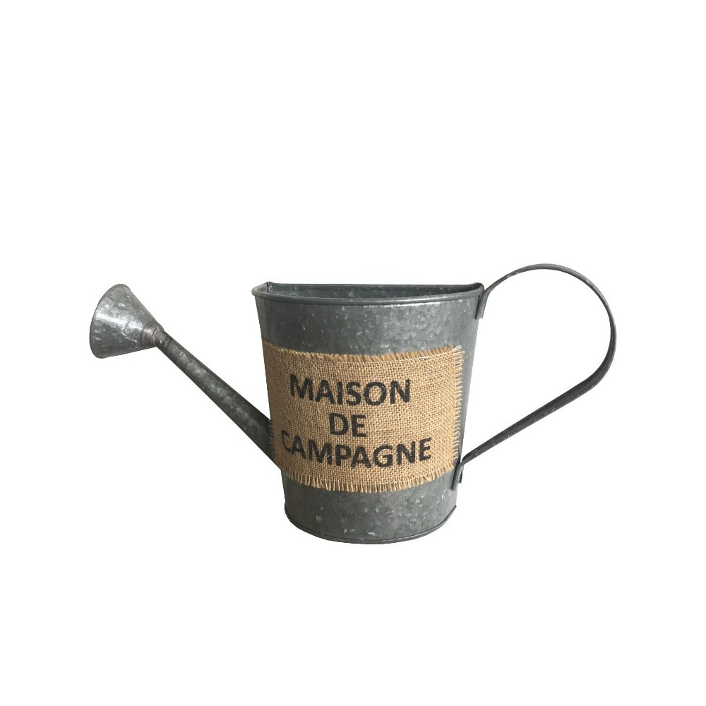 CHEMIN DE CAMPAGNE Jardinière extérieure murale porte plante arrosoir zinc gris 50cm style campagne - Métal