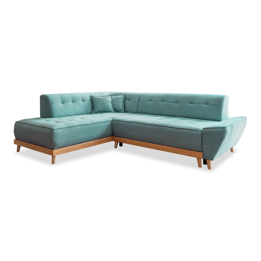 Canapé d'angle 6pl convertible,angle - turquoise