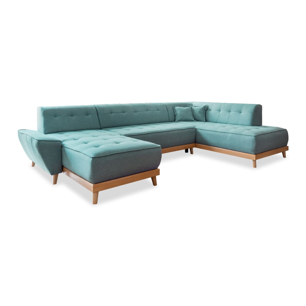 Canapé d'angle 8pl droite, - turquoise