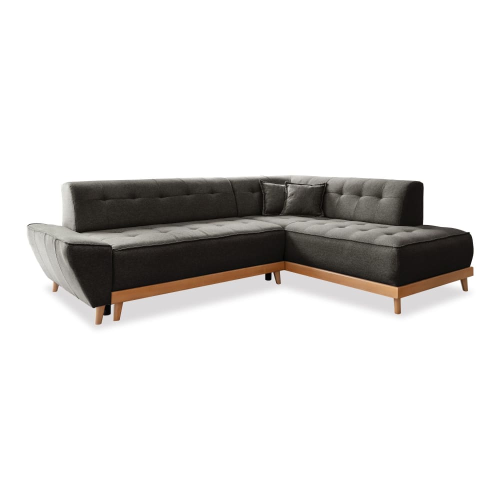 Canapé d'angle 6pl convertible, - anthracite