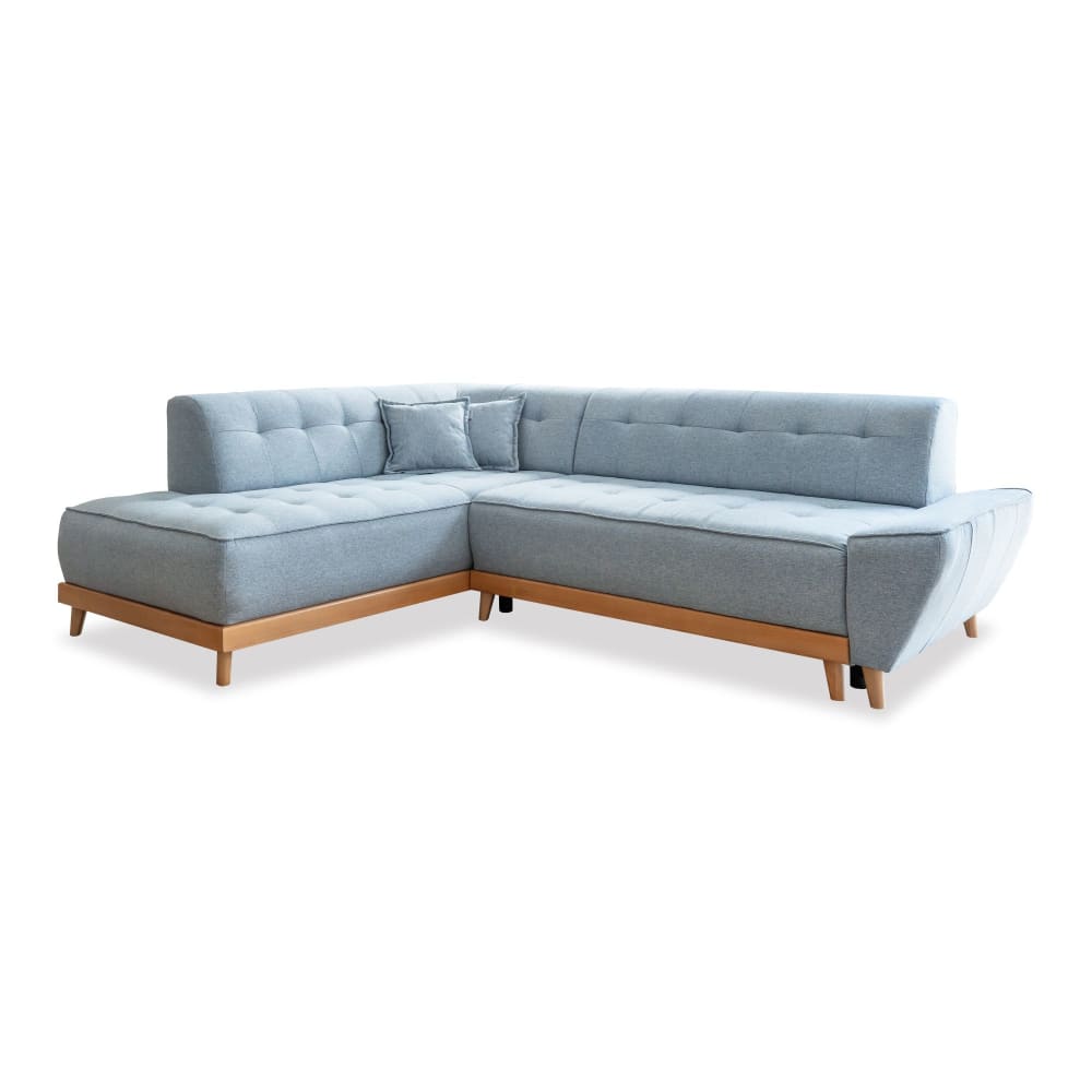 Canapé d'angle 6pl convertible, - bleu clair