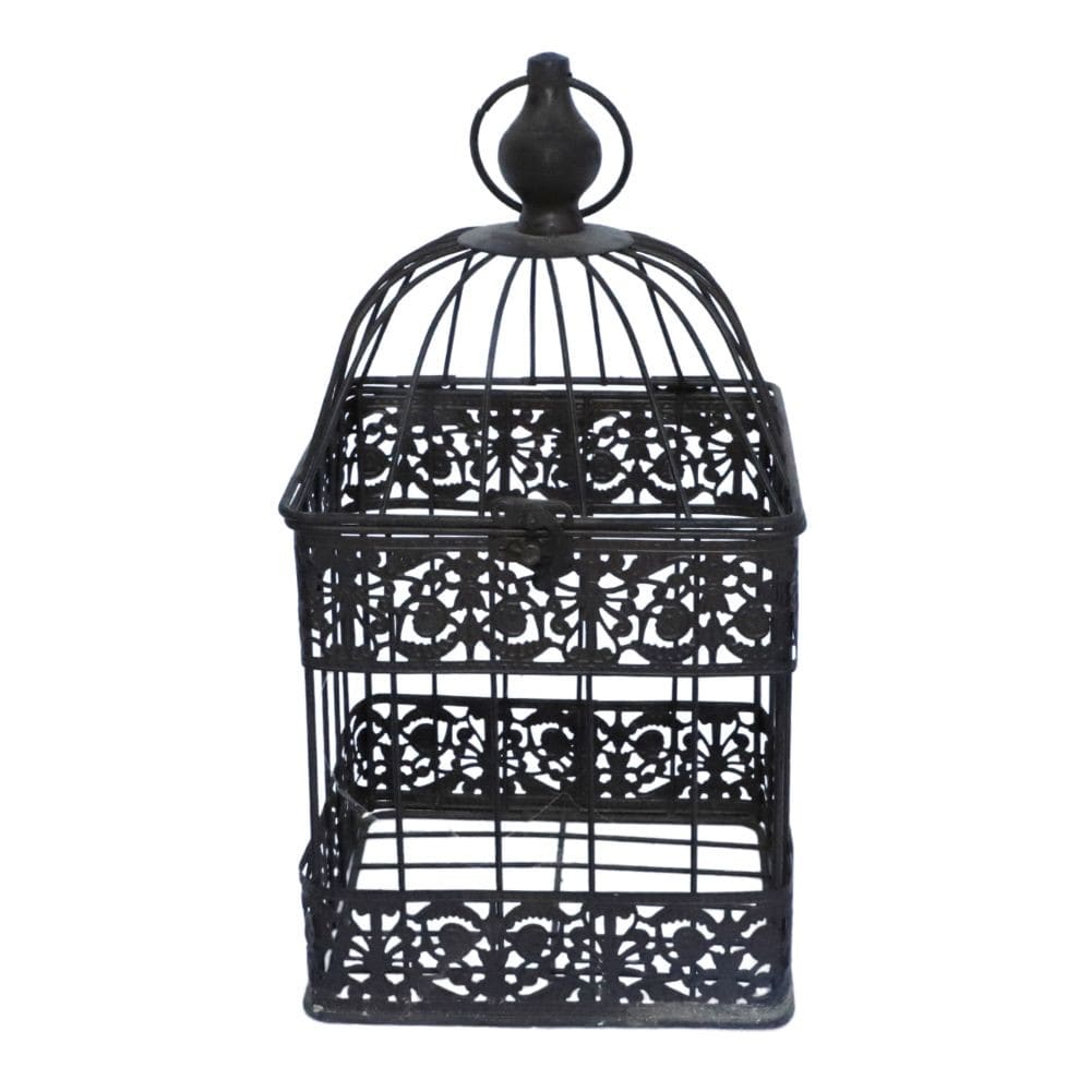 Cage à oiseaux décorative ancienne métal marron 40x17x41cm