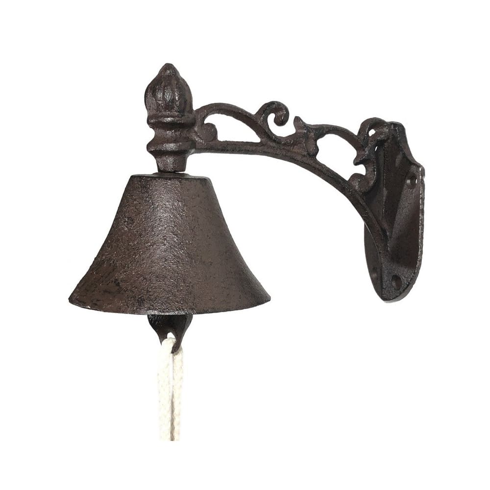 Cloche de jardin de porte ancienne en fonte marron 19 x10.5cm