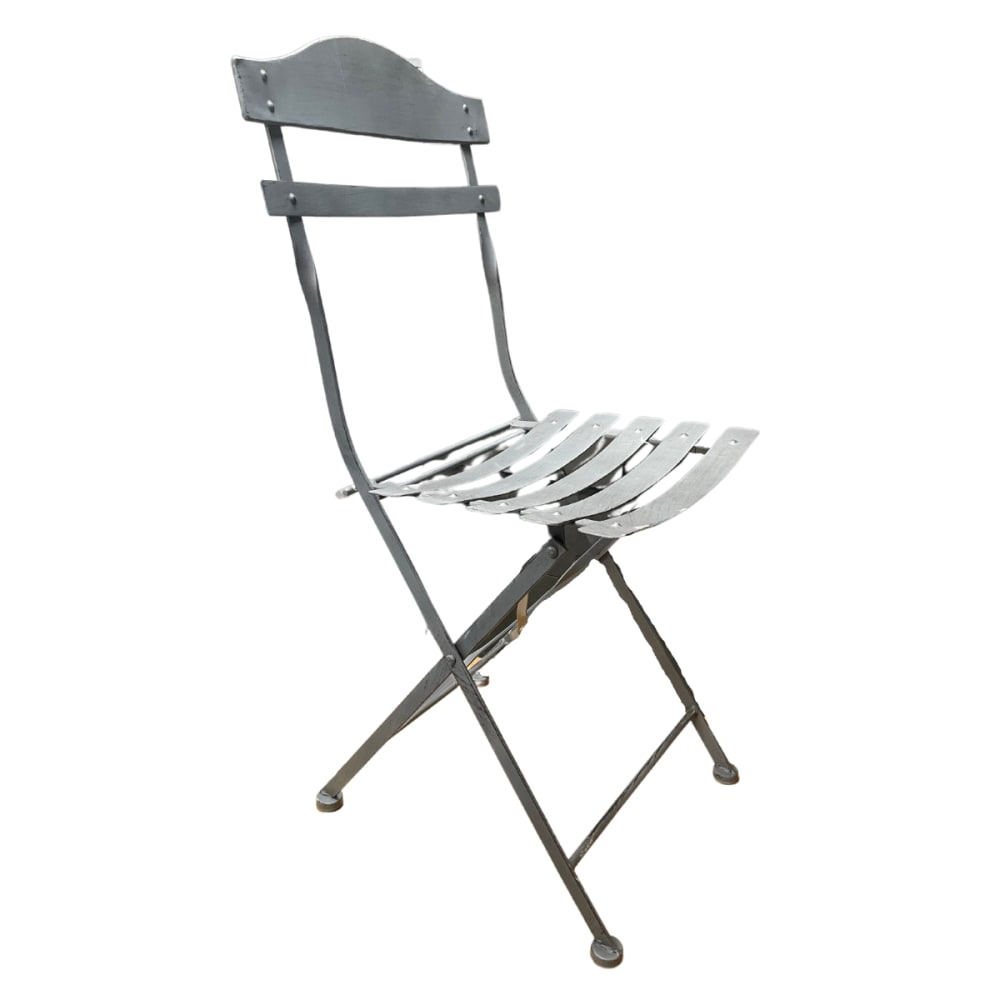Chaise pliante jardin extérieur ancien fer métal gris 88cm
