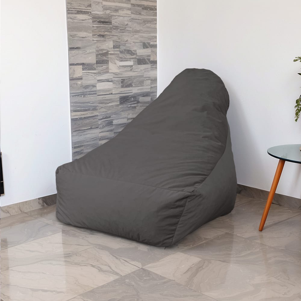 Pouf XXL Sessel Stoff Samt - 120x70x90 cm - Grau - Maisons Du