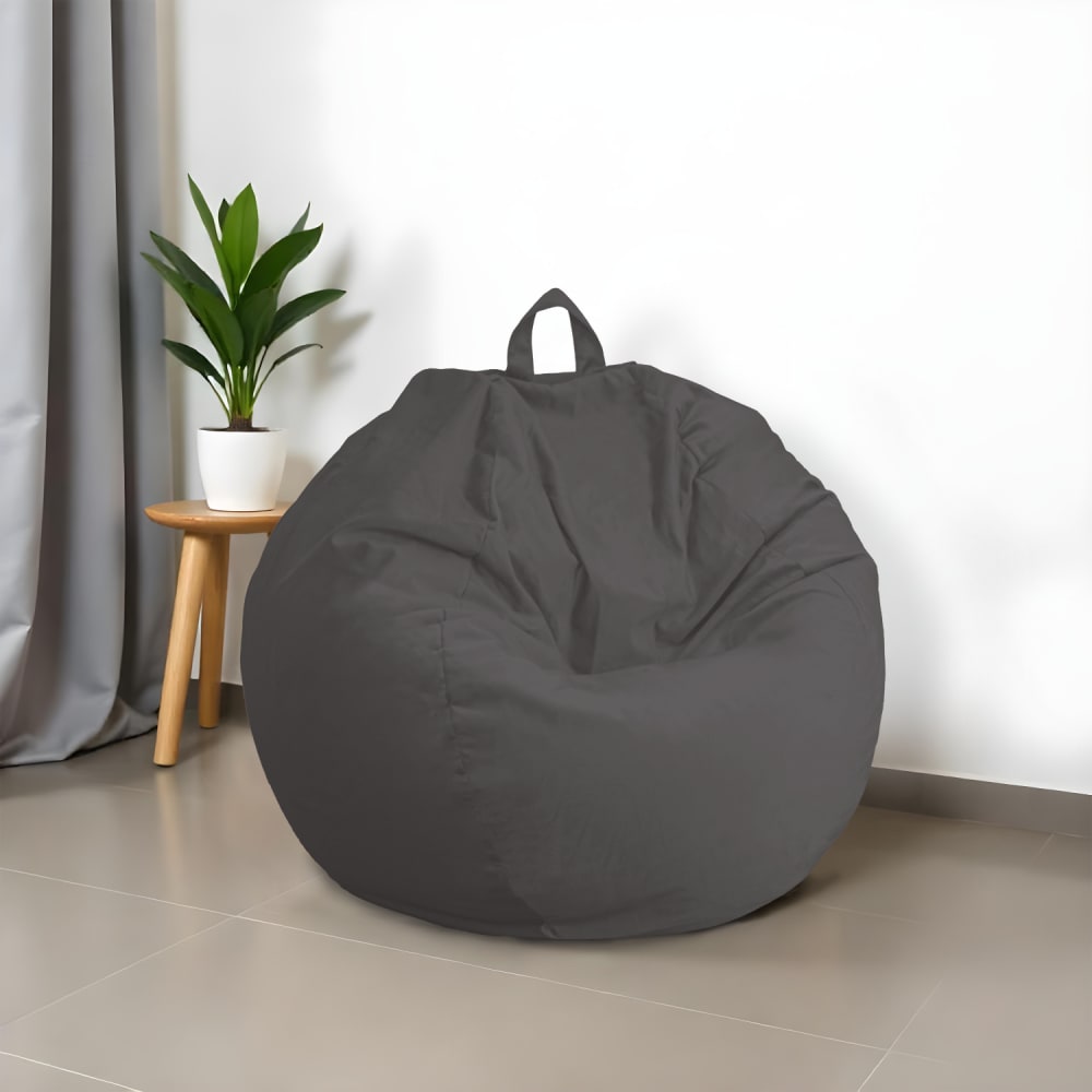 Pouf poire xl velours - 120x110 cm - gris - Maisons du Monde