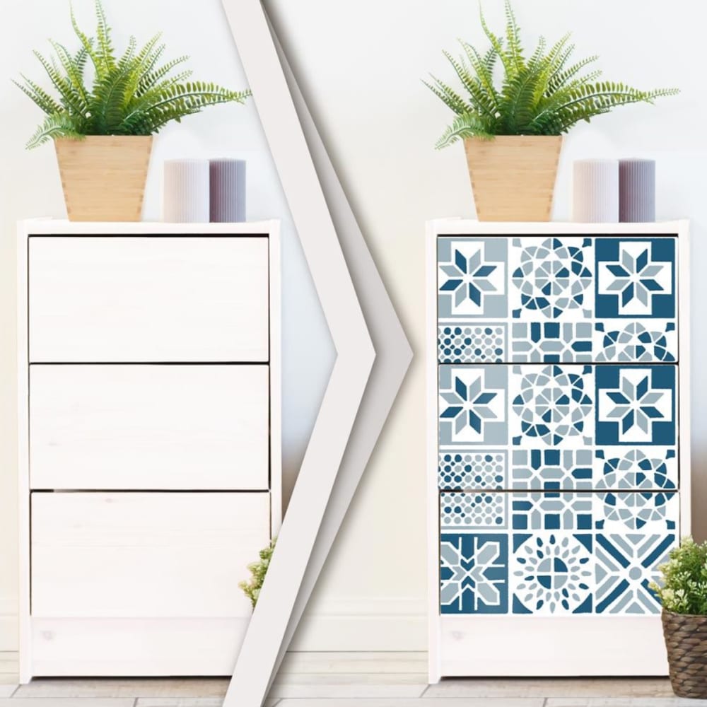 Rouleau sticker carreaux de ciment bleu et blanc 45 x 150 cm - Maisons du Monde