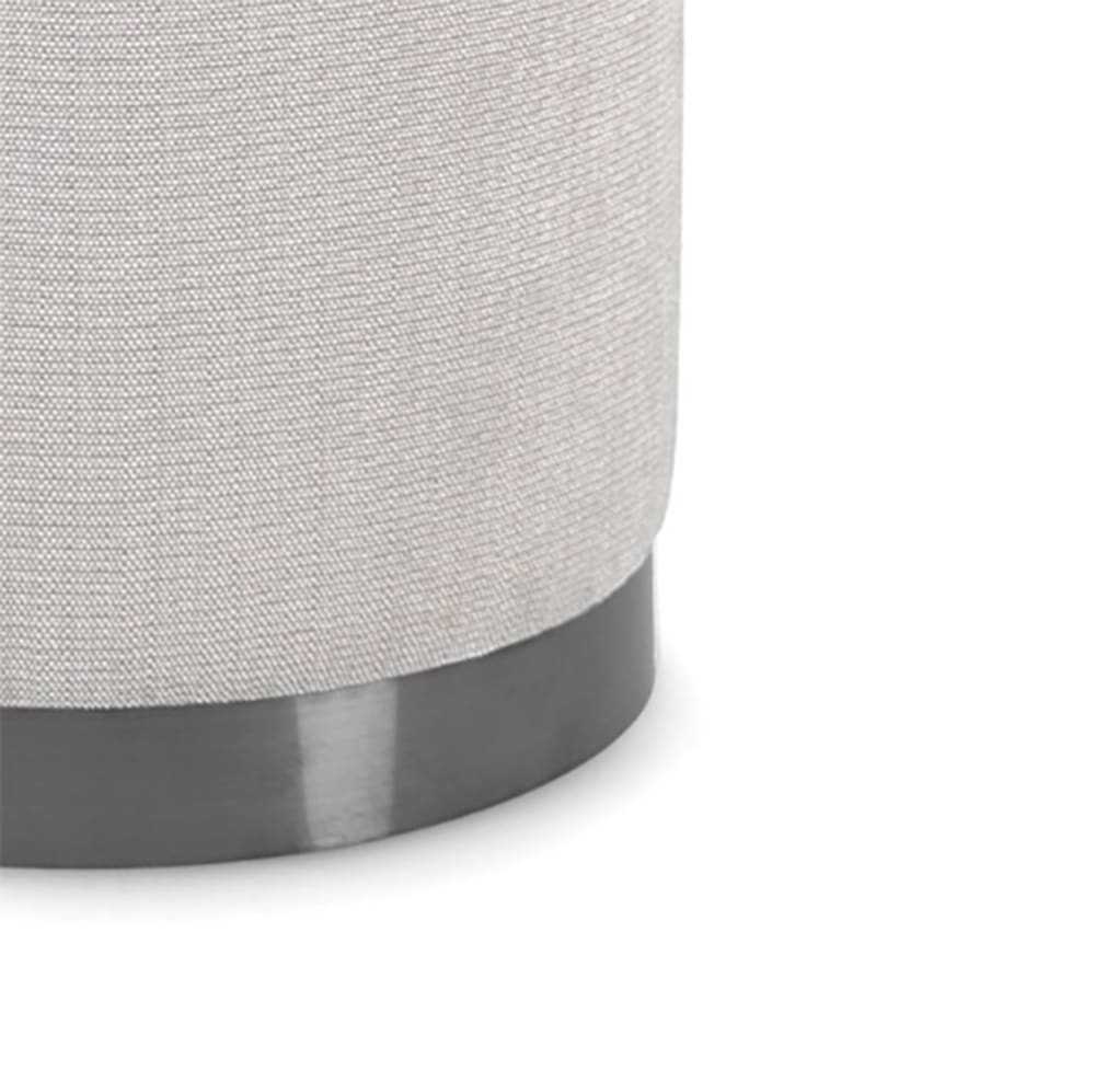 Pouf en tissu gris clair avec anneau en métal - Maisons du Monde